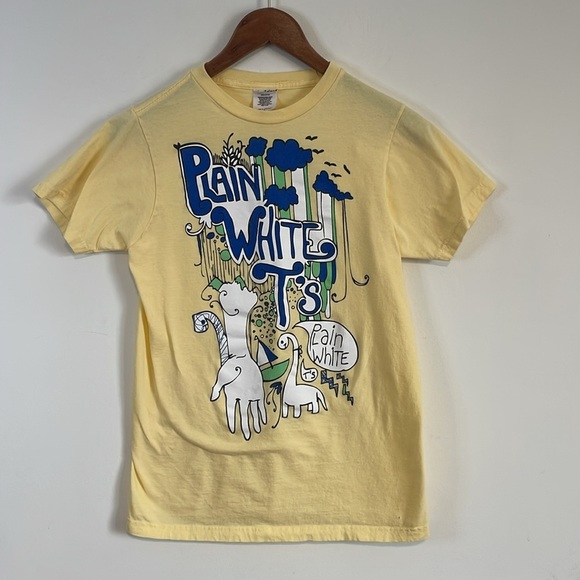 Plain White T’s Band T-Shirt Yellow Small Y2K Bay Island Pop Punk - Picture 1 of 14